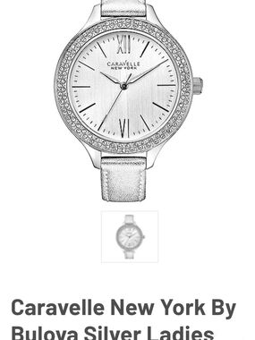 Caravelle New York Silver Crystal-Trim Ladies Watch